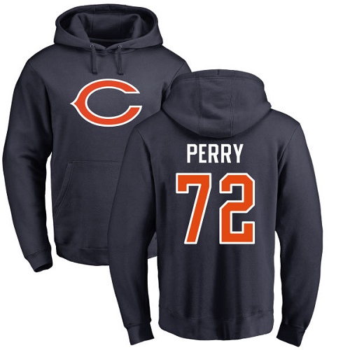 Chicago Bears Men Navy Blue William Perry Name and Number Logo NFL Football #72 Pullover Hoodie Sweatshirts